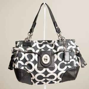 VTG Y2K Coach Peyton Carryall Shoulder Bag Black & White Colorblock